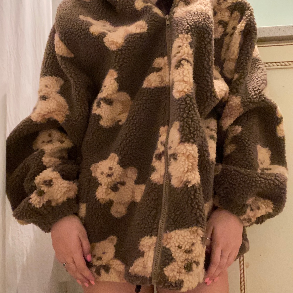 Fuzzy Teddy Bear Zip-up Jacket